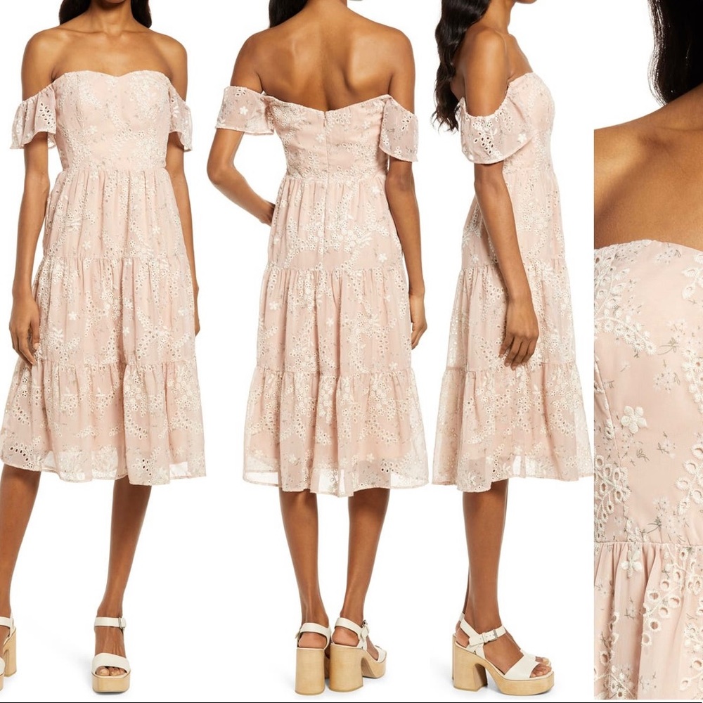 Dress The Population River Off the Shoulder Tiered Hem Dress
